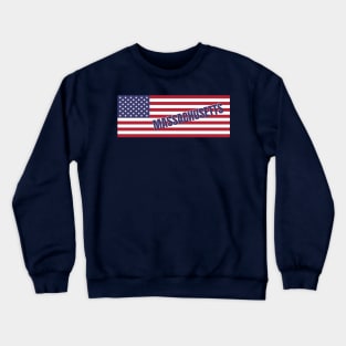 Massachusetts State in American Flag Crewneck Sweatshirt